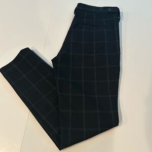 H&M Skinny Fit Coupe Moulante Plaid Black White Striped Trouser Pants Size 29